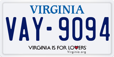 VA license plate VAY9094