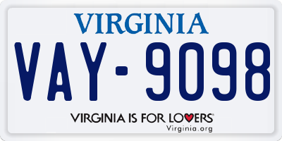 VA license plate VAY9098