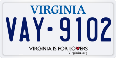 VA license plate VAY9102