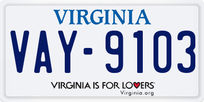 VA license plate VAY9103