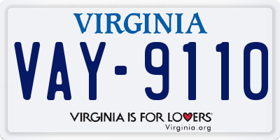 VA license plate VAY9110