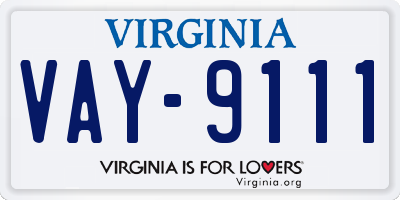 VA license plate VAY9111