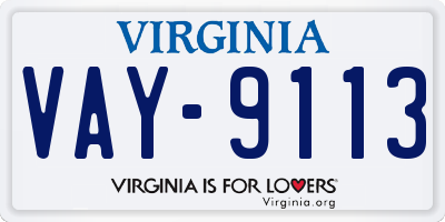 VA license plate VAY9113