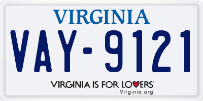 VA license plate VAY9121