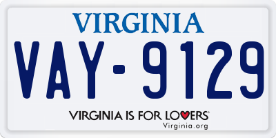 VA license plate VAY9129
