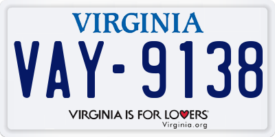 VA license plate VAY9138