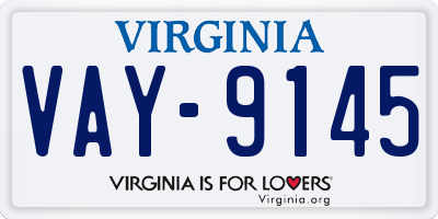 VA license plate VAY9145