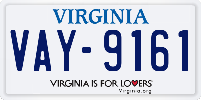 VA license plate VAY9161