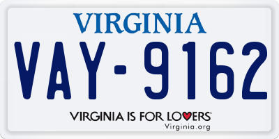 VA license plate VAY9162