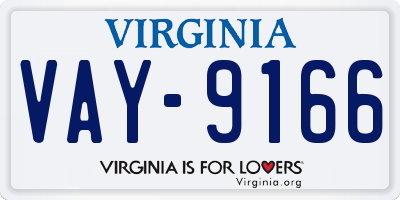 VA license plate VAY9166
