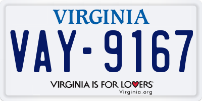 VA license plate VAY9167