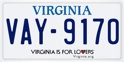 VA license plate VAY9170