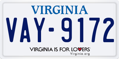 VA license plate VAY9172