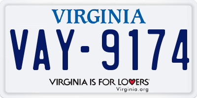 VA license plate VAY9174