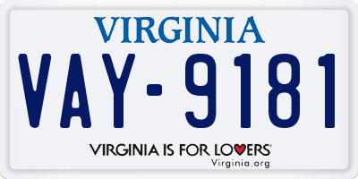 VA license plate VAY9181