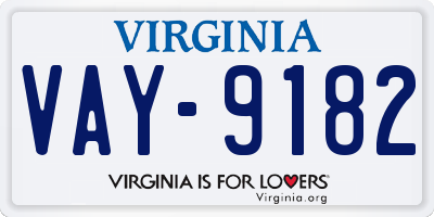 VA license plate VAY9182