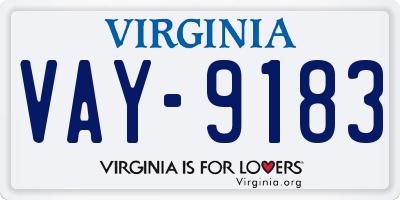 VA license plate VAY9183