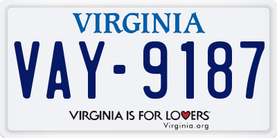 VA license plate VAY9187