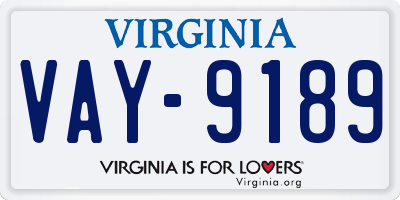 VA license plate VAY9189