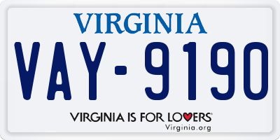 VA license plate VAY9190