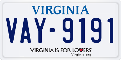 VA license plate VAY9191