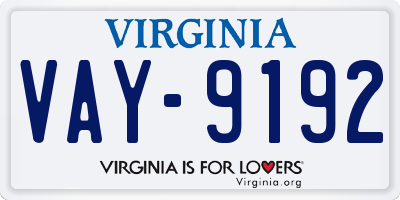 VA license plate VAY9192
