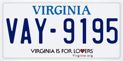 VA license plate VAY9195