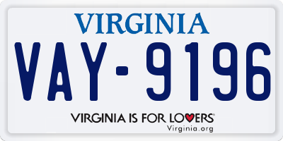 VA license plate VAY9196