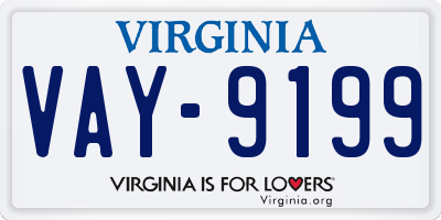 VA license plate VAY9199