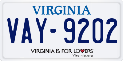 VA license plate VAY9202