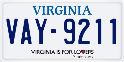 VA license plate VAY9211