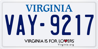 VA license plate VAY9217
