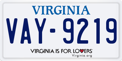 VA license plate VAY9219