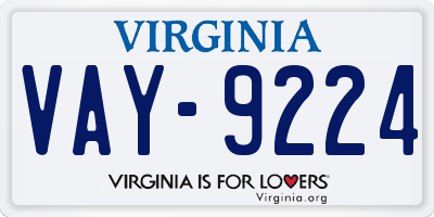 VA license plate VAY9224
