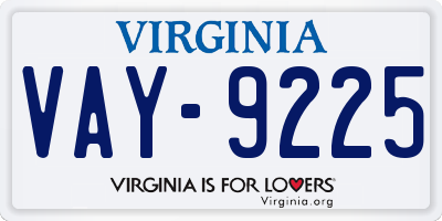 VA license plate VAY9225