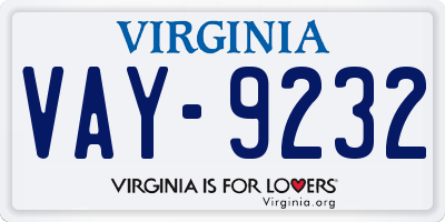 VA license plate VAY9232