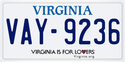 VA license plate VAY9236