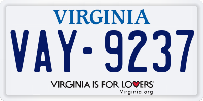 VA license plate VAY9237