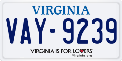 VA license plate VAY9239