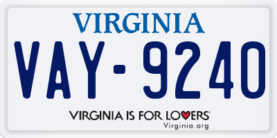 VA license plate VAY9240