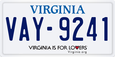 VA license plate VAY9241