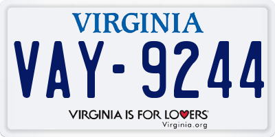 VA license plate VAY9244