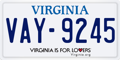 VA license plate VAY9245