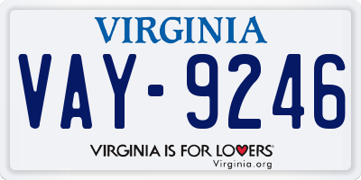 VA license plate VAY9246