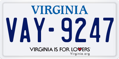 VA license plate VAY9247