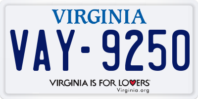VA license plate VAY9250