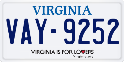 VA license plate VAY9252