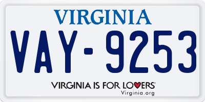 VA license plate VAY9253