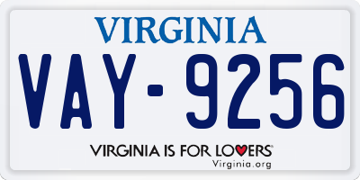 VA license plate VAY9256
