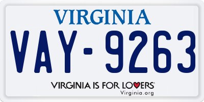VA license plate VAY9263